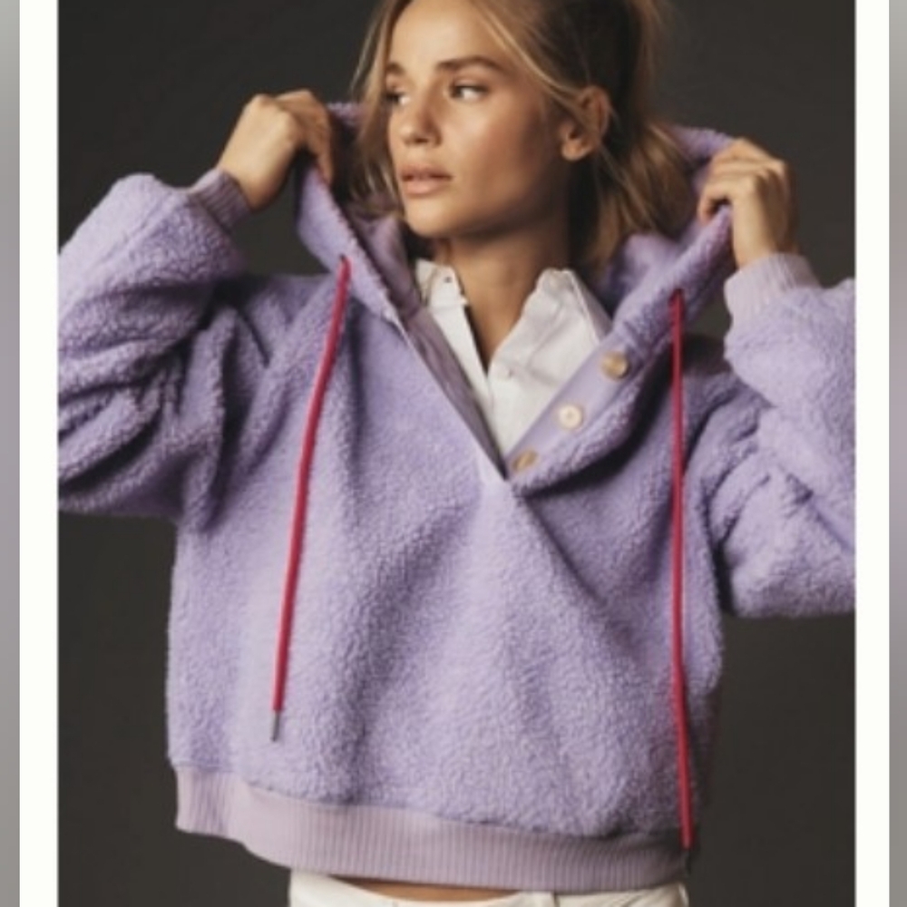 Anthropologie PORRIDGE Lavender Teddy Jacket with Hood NWOT